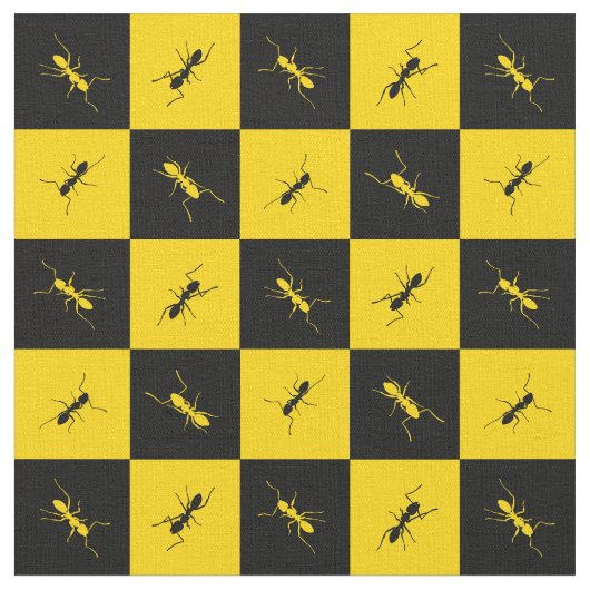 Schwarz-Gelb-Quadrate mit Ant-Schachbrett Stoff (Nahaufnahme)
