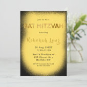 Schwarz-Gelb-Rauch-Bat Mitzvah Einladungen (Stehend Vorderseite)