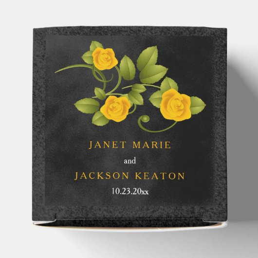 Schwarz-Gelb-Rose-Blume Hochzeitsdesign Geschenkschachtel (Oben)