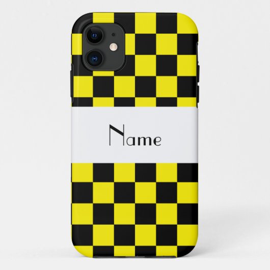 Schwarz-Gelb-Schachmuster Case-Mate iPhone Hülle (Rückseite)
