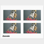 Schwarz-Gelb-Schmetterling auf rosa Blume Rechteckiger Aufkleber (Blatt)