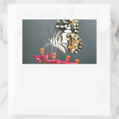 Schwarz-Gelb-Schmetterling auf rosa Blume Rechteckiger Aufkleber (Tasche)