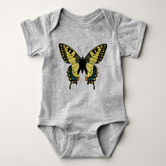 Schwarz-Gelb-Schmetterling Baby Strampler (Vorderseite)