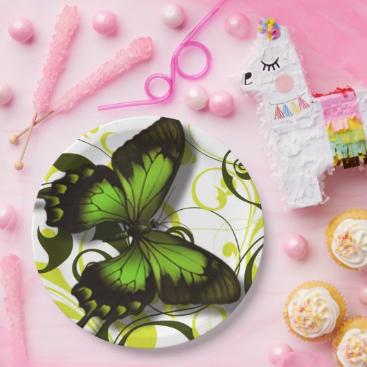 Schwarz-Gelb-Schmetterling-Skulpturen Pappteller (Party)