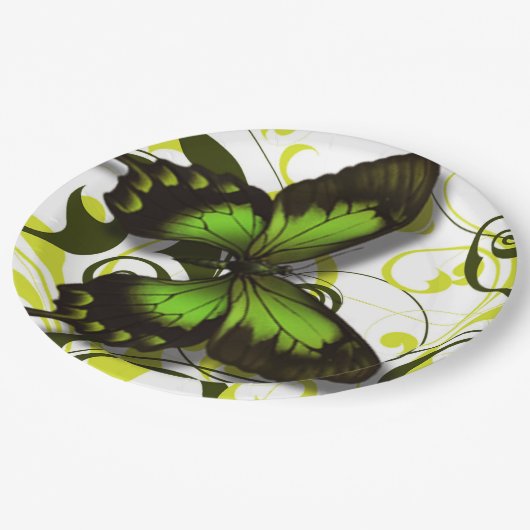 Schwarz-Gelb-Schmetterling-Skulpturen Pappteller (Schrägansicht)