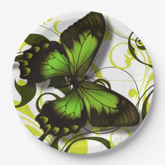 Schwarz-Gelb-Schmetterling-Skulpturen Pappteller (Vorderseite)