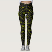 Schwarz-Gelb-Spinnennetz Halloween-Muster Leggings (Vorderseite)