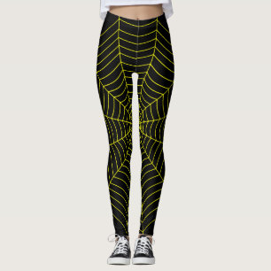 Schwarz-Gelb-Spinnennetz Halloween-Muster Leggings