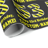 Schwarz & Gelb Streifen "53"; 53. Geburtstag + Nam Geschenkpapier (Rolleneckpunkt)