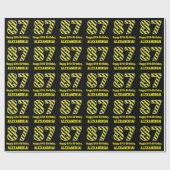 Schwarz/Gelb Streifen "87"; 87. Geburtstag + Name Geschenkpapier (Flach)