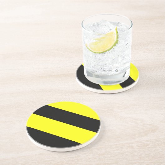 Schwarz-Gelb-Streifen Getränkeuntersetzer (Seite)