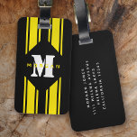 Schwarz-Gelb-Streifen Monogramm Gepäckanhänger<br><div class="desc">✈️ Dieses personalisierte Gepäckanhänger hat ein gewagtes Monogramm und ist ein großartiges Geschenk für den Reisenden in Ihrem Leben</div>