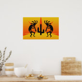 Schwarz-Gelb-Südwest-Kokopelli-Design Poster (Küche)
