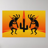 Schwarz-Gelb-Südwest-Kokopelli-Design Poster (Vorne)