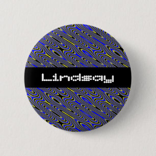 Schwarz-Gelb-Swirbelmuster-Individuelle Name Button