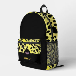 Schwarz-Gelb-Tierdruck Modernes Monogramm Bedruckter Rucksack