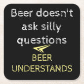 Schwarz-Gelb und Weiß mit Bier-Zitat Rechteckiger Pappuntersetzer (Vorderseite)