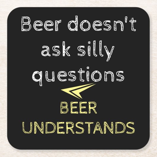 Schwarz-Gelb und Weiß mit Bier-Zitat Rechteckiger Pappuntersetzer (Vorderseite)