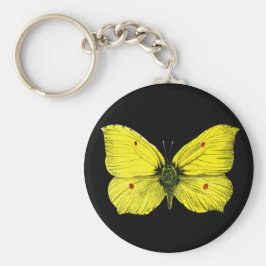 Schwarz-Gelb-Vintag-Schmetterlingsdarstellung Schlüsselanhänger