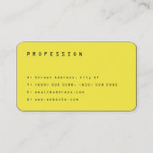 Schwarz-Gelb-Visitenkarte Visitenkarte (Rückseite)