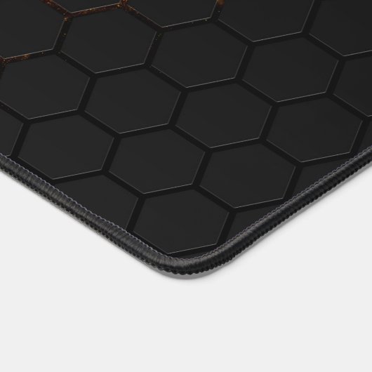 Schwarz-Gelb-Wabengeometrie-Muster Monogram Schreibtischunterlage (Ecke)