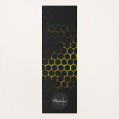 Schwarz-Gelb-Wabengeometrie-Muster Yogamatte (Vorderseite)