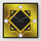 Schwarz-Gelb-Wand-Uhr Quadratische Wanduhr (Vorderseite)