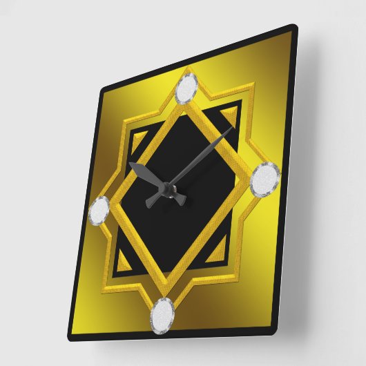 Schwarz-Gelb-Wand-Uhr Quadratische Wanduhr (Winkel)