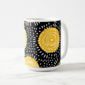 Schwarz-Gelb-Weiß-Doodle-Burg Kaffeetasse (VorderseiteRechts)