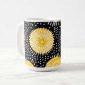 Schwarz-Gelb-Weiß-Doodle-Burg Kaffeetasse (Vorderseite Links)