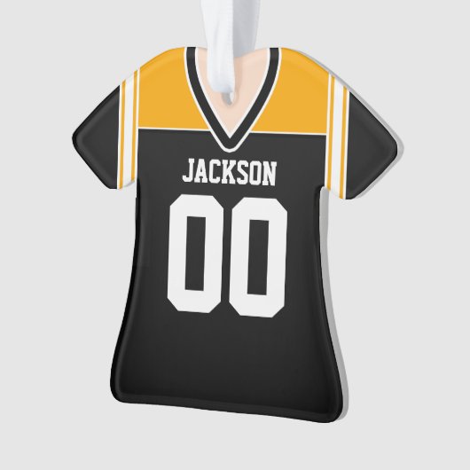 Schwarz/Gelb/Weiß Fußball Jersey Ornament (Vorderseite)