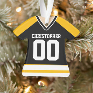 Schwarz/Gelb/Weiß-Hockey Jersey Ornament