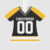 Schwarz/Gelb/Weiß-Hockey Jersey Ornament (Vorderseite)