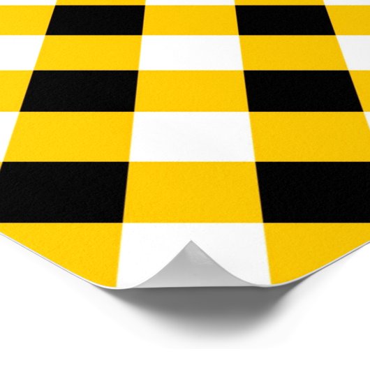 Schwarz-Gelb-Weiß-Kariertes Muster im Herbst Poster (Ecke)