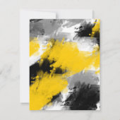 Schwarz-Gelb-Weiß-Moderne Abstrakte Pinselstriche Einladung (Rückseite)