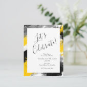 Schwarz-Gelb-Weiß-Moderne Abstrakte Pinselstriche Einladung (Stehend Vorderseite)