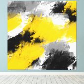 Schwarz-Gelb-Weiß-Moderne Abstrakte Pinselstriche Leinwanddruck (Insitu (Holzboden))