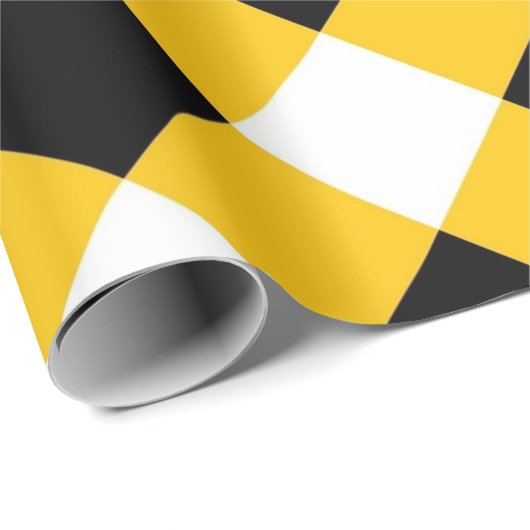 Schwarz-Gelb-Weiß-Muster im Herbst Geschenkpapier (Rolleneckpunkt)