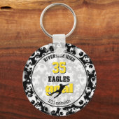 Schwarz-Gelb-Weiß-Schulmannschaft-Geist Mädchen Fu Schlüsselanhänger (Vorderseite)