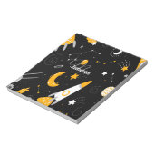 Schwarz-Gelb-Weltraum-Galaxie-Raketentext Notizblock (Rotiert)