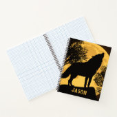 Schwarz-Gelb Wolf Full Moon Spiral Notebook Notizblock (Innenseite)