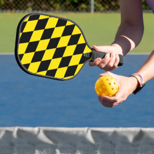 Schwarz-gelbe bayerische Diamantflagge-Muster Pickleball Schläger