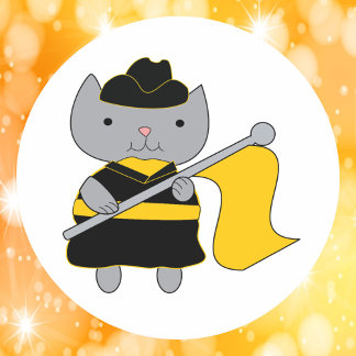 Schwarz-gelbe Color Guard Katze Runder Aufkleber
