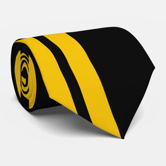 Schwarz-gelbe fette Kreisstreifen mit positivem Ne Krawatte (Gerollt)