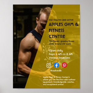 schwarz-gelbe Foto-Gym-Personaltrainer fit Fl Poster