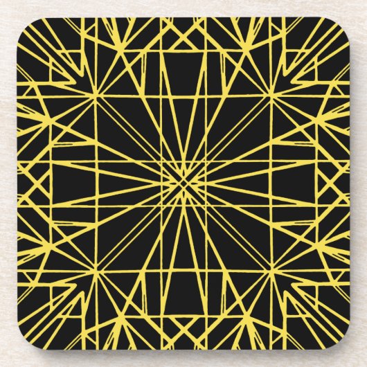 Schwarz & Gelbe Geometrische Symmetrie Untersetzer (Vorderseite)