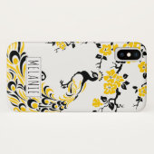 Schwarz-Gelbe Pfau & Kirschblüten Jugendstil Case-Mate iPhone Hülle (Rückseite (Horizontal))