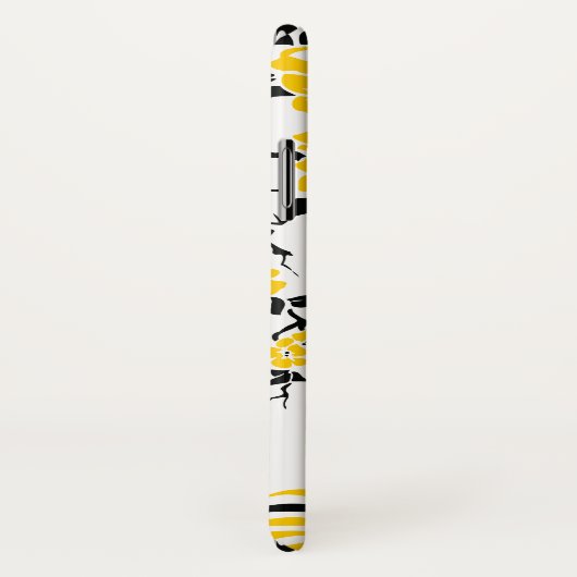 Schwarz-Gelbe Pfau & Kirschblüten Jugendstil Case-Mate iPhone Hülle (Hinten/Rechts)