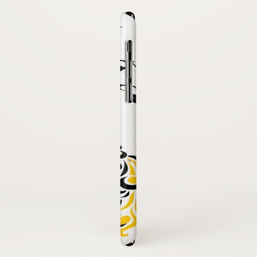 Schwarz-Gelbe Pfau & Kirschblüten Jugendstil Case-Mate iPhone Hülle (Hinten/Links)