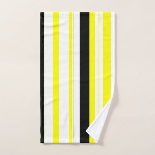 Schwarz-gelbe, weiße und graue Streifen Badhandtuch Set (Handtuch)